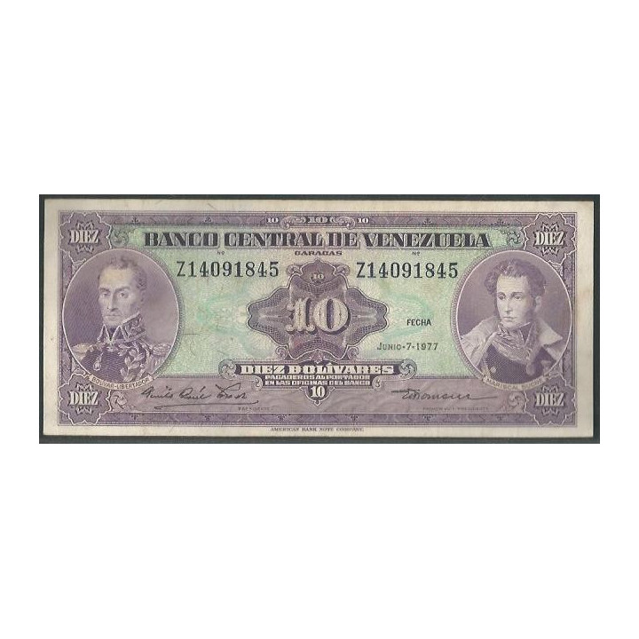 Venezuela 10 Bolivares 7 Jun 1977 Z 8 Dig P51f