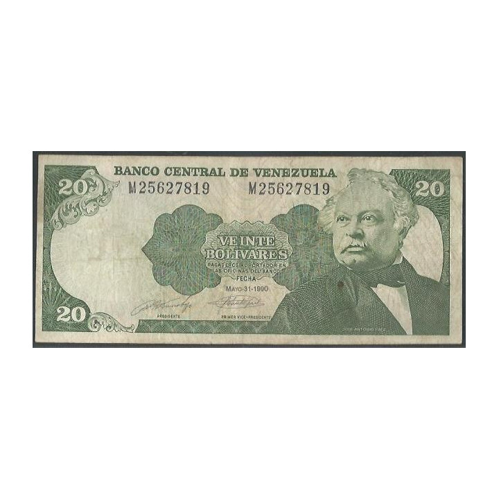 Venezuela 20 Bolivares 31 May 1990 M 8 Dig P63c