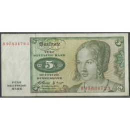 Alemania 5 Mark 2 Ene 1960 P18a