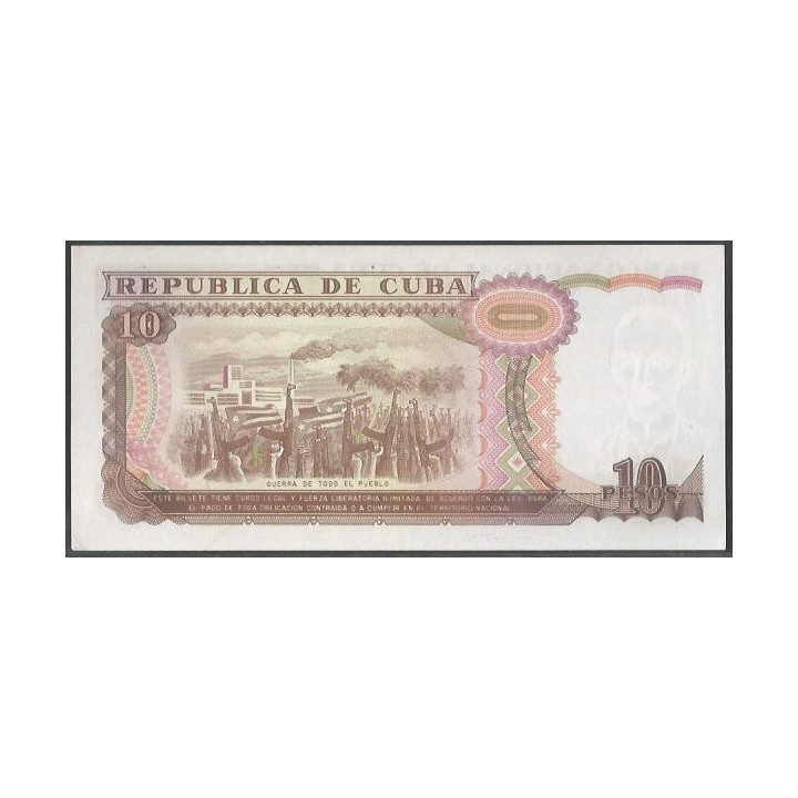 Cuba 10 Pesos 1991 P109a reverso