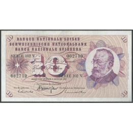 Suiza 10 Franken 6 Ene 1977 P45u