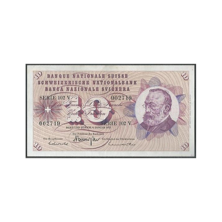 Suiza 10 Franken 6 Ene 1977 P45u