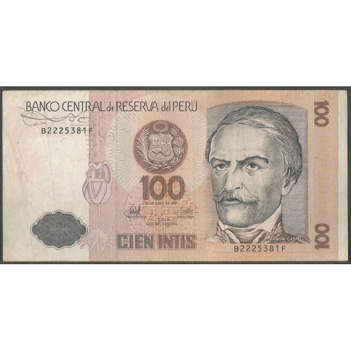 Peru 100 Intis 26 Jun 1987 P133