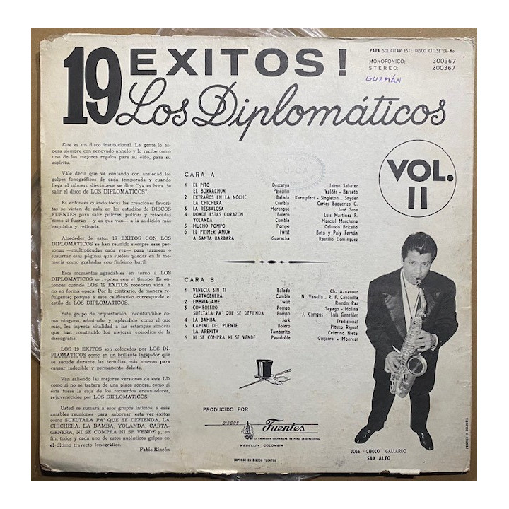 Los Diplomaticos 19 Exitos bailables Vol II - Colombia reverso