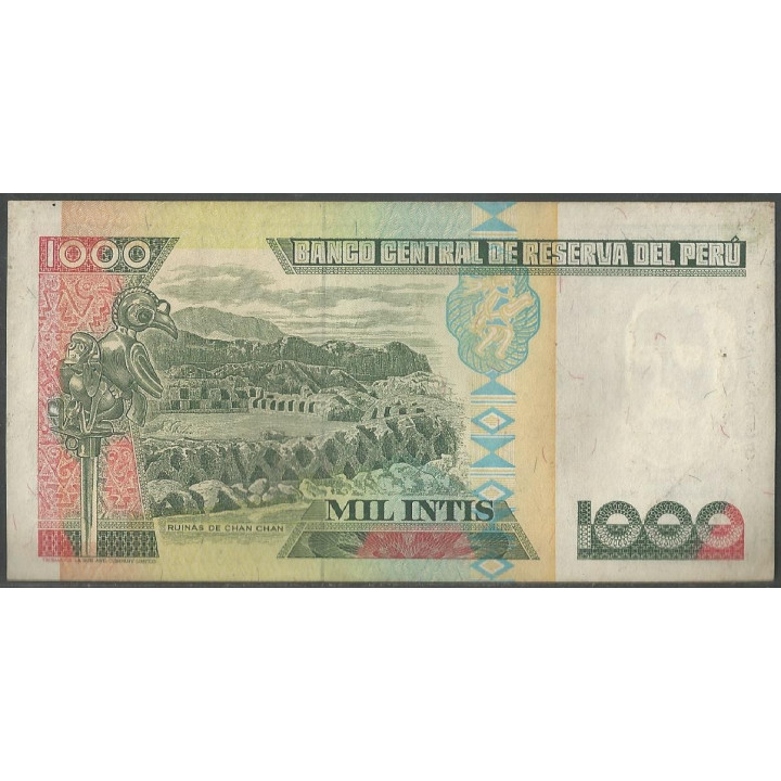 Peru 1.000 Intis 28 Jun 1988 P136b reverso
