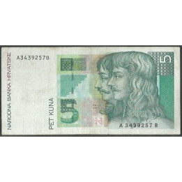 Croacia 5 Kuna 31 Oct 1993 P28a