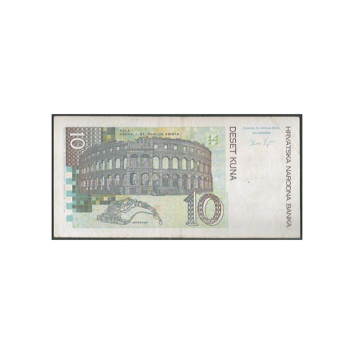 Croacia 10 Kuna 9 Jul 2012 P38b reverso