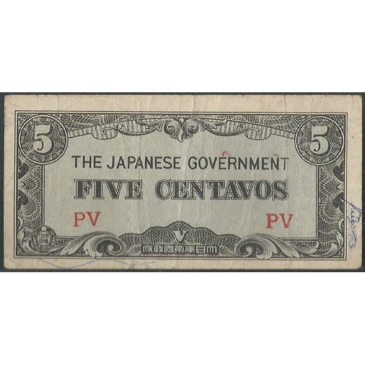 Filipinas Ocupacion Japonesa WWII 5 Centavos ND1942 PV P102a