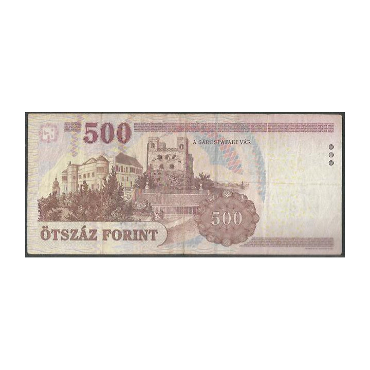 Hungria 500 Forint 2010 P196c reverso
