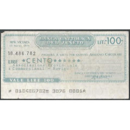 Italia - La Banca Cattolica del Veneto 100 Lire 23 Mar 1976
