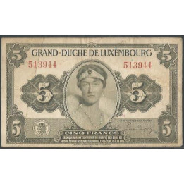 Luxemburgo 5 Francs ND1944 P43a
