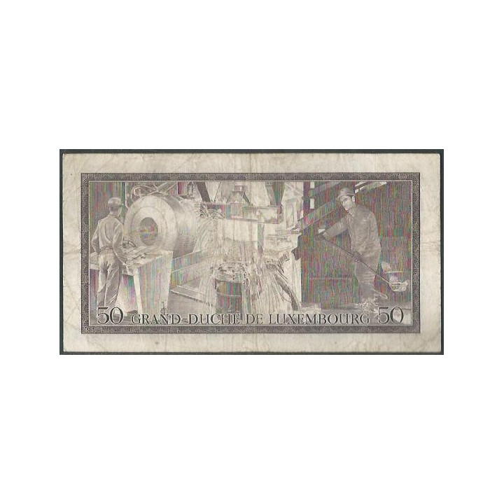 Luxemburgo 50 Francs 25 Ago 1972 P55b reverso