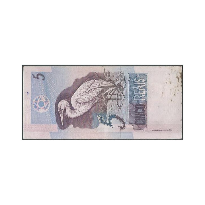 Brasil 5 Reales ND1994-7 Firma 34 P244d reverso