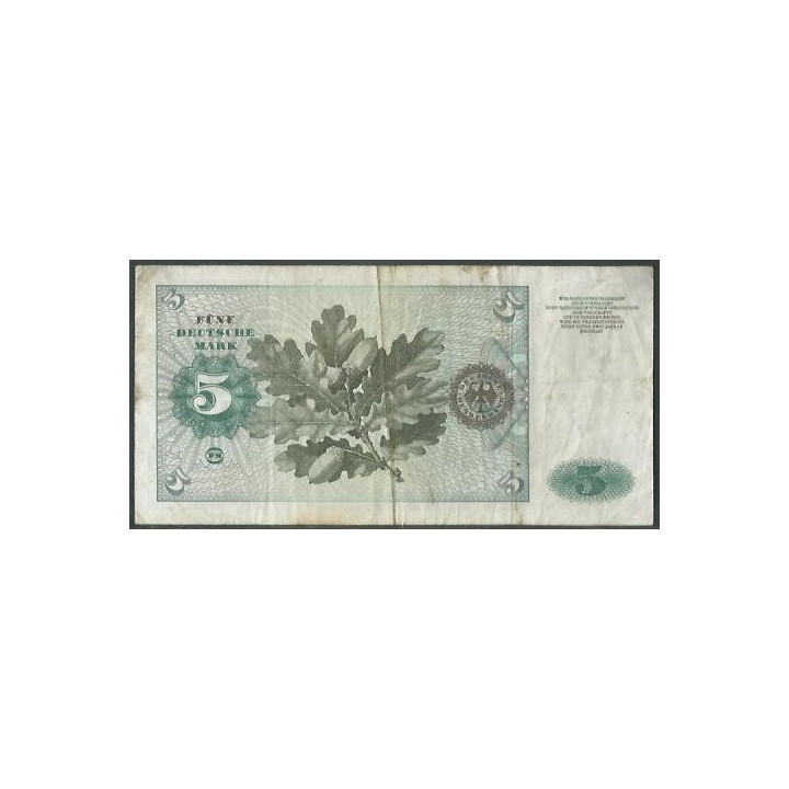 Alemania 5 Mark 2 Ene 1970 P18a reverso