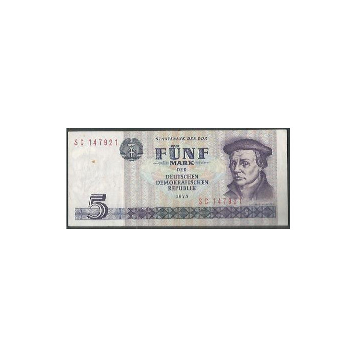 Alemania Democratica 5 Mark 1975 P27a