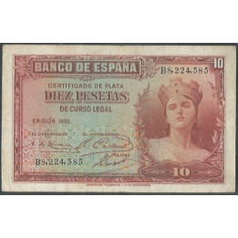 España 10 Pesetas 1935 P86a