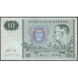 Suecia 10 Kronor 1971 P52c
