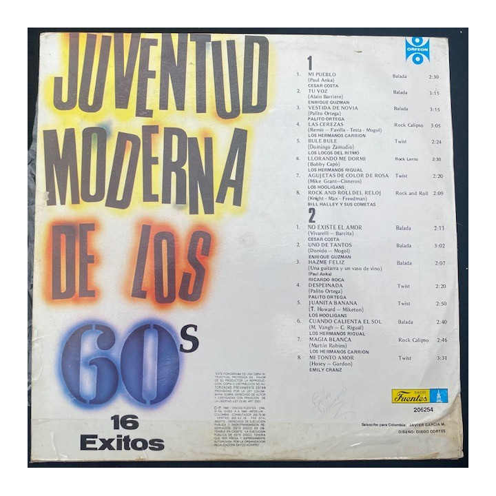 Juventud moderna de los 60s - Colombia 1990 reverso