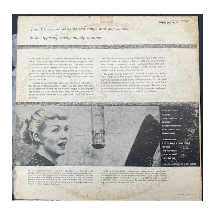 June Christy The misty miss Christy - Usa reverso