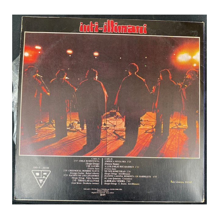 Inti Illimani Resistencia - Colombia 1979 reverso