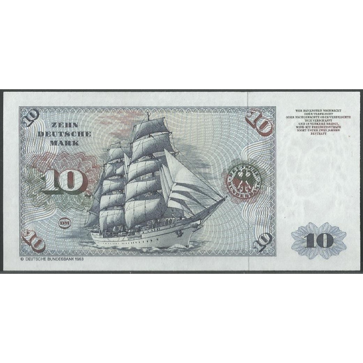 Alemania 10 Mark 2 Ene 1980 P31c reverso