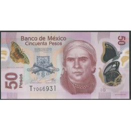 Mexico 50 Pesos 13 May 2015 Serie QT P123Aq