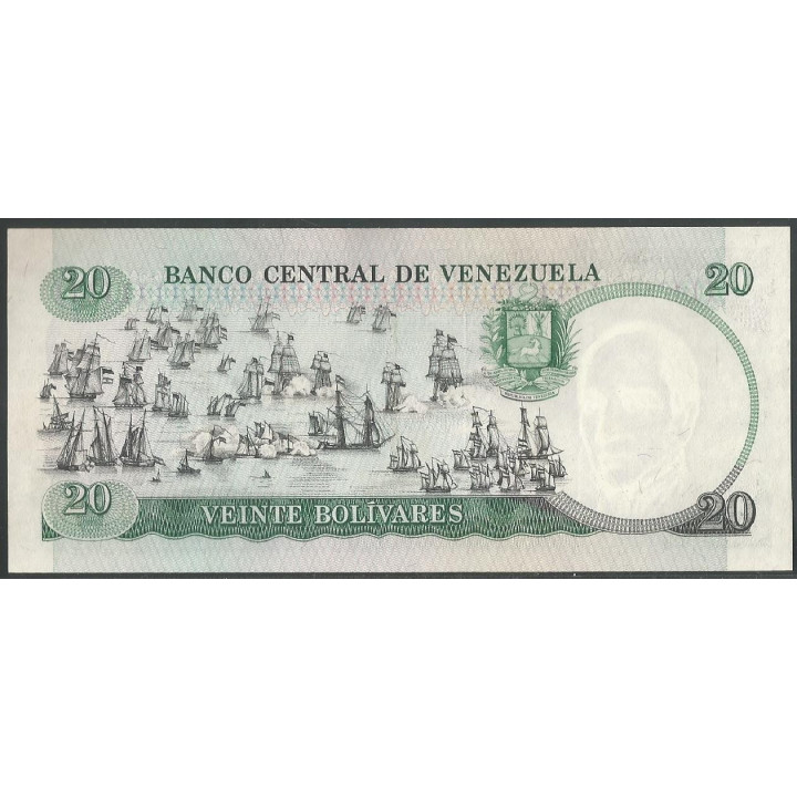 Venezuela 20 Bolivares 20 Oct 1987 A 8 Dig P71 reverso