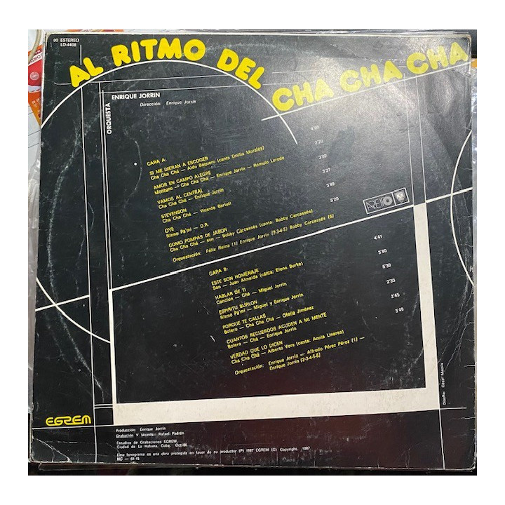 Orquesta Enrique Jorrin Al ritmo del cha cha cha - Cuba 1987 reverso