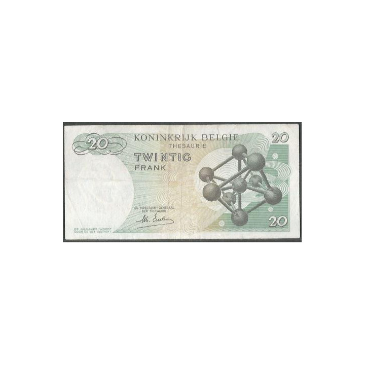 Belgica 20 Francs 15 Jun 1964 Firma 19 P138 reverso