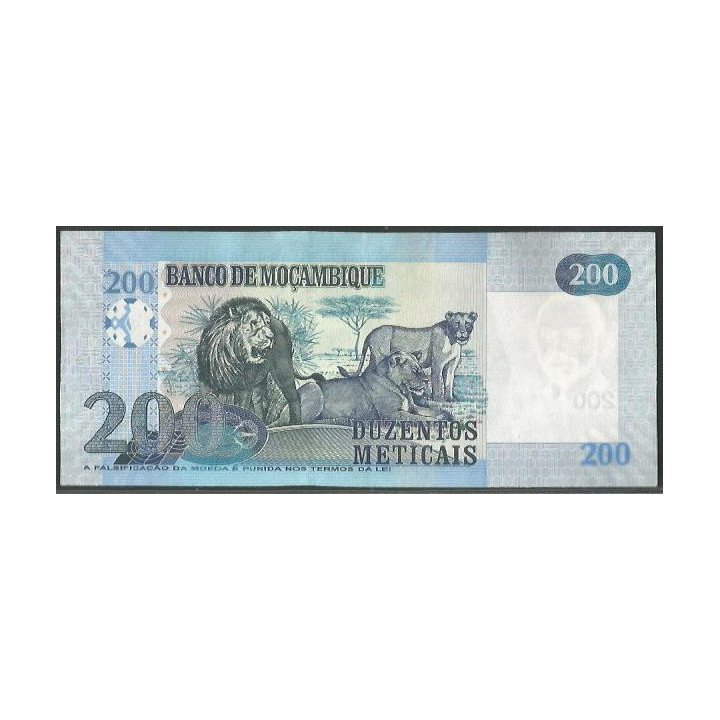 Mozambique 200 Meticais 16 Jun 2011 P152a reverso