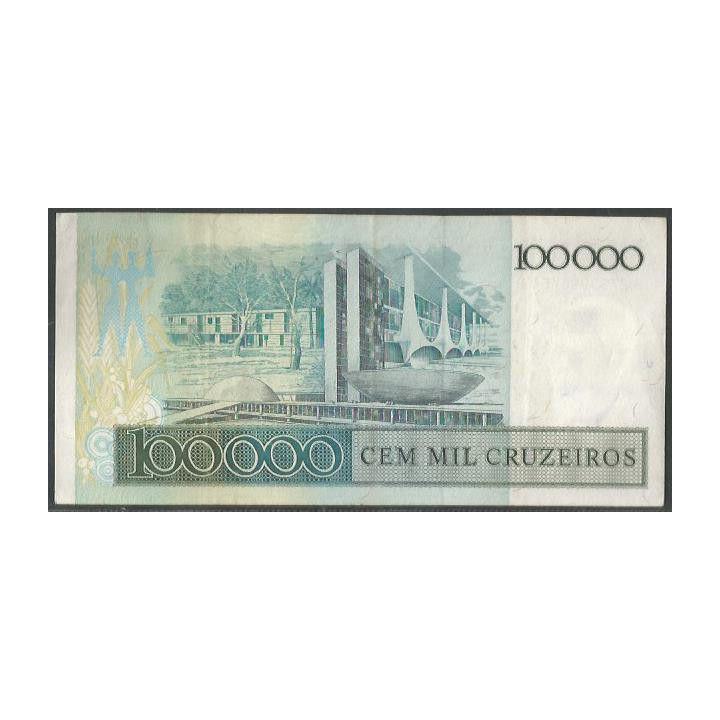 Brasil 100.000 Cruzeiros ND1985 P205 reverso