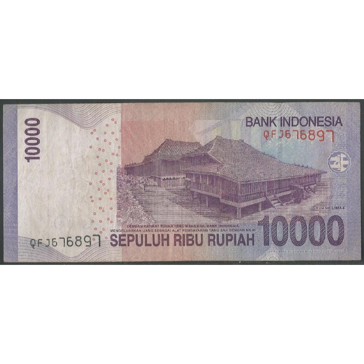 Indonesia 10.000 Rupias 2010 P150a reverso