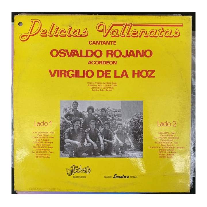 Osvaldo Rojano Virgilio de la Hoz Delicias vallenatas - Colombia 1982 reverso