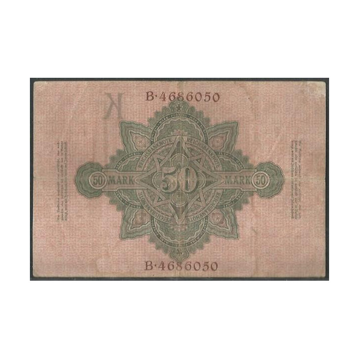 Alemania 50 Mark 21 Abr 1910 P41 reverso