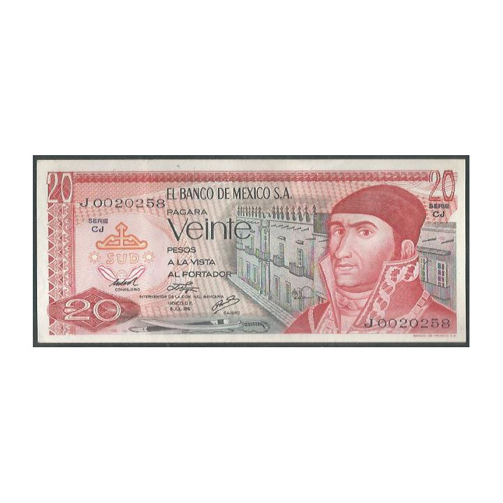 Mexico 20 Pesos 8 Jul 1976 Serie CJ P64c