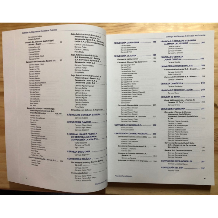 Catalogo de Etiquetas de cerveza de Colombia 1880-2005 - Ricardo Plano Danais reverso