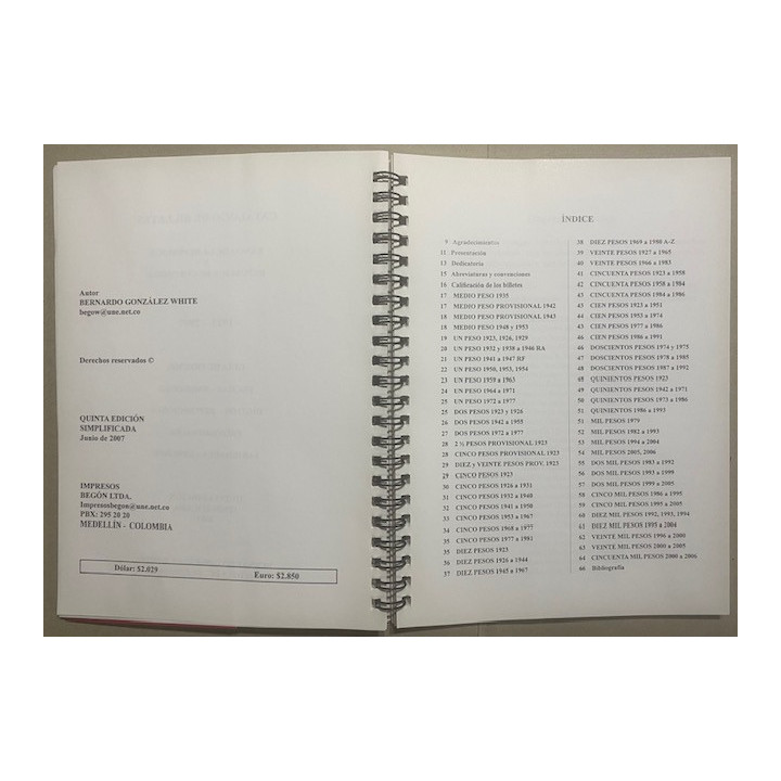 Catalogo de Billetes Banco de la Republica 1923-2007 - Bernardo Gonzalez White reverso