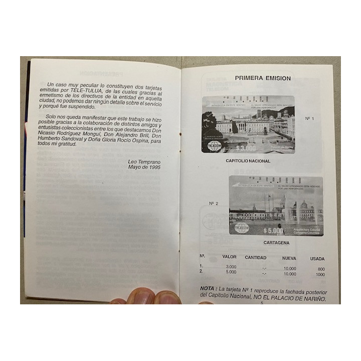 Tarjetas Telefonicas de Colombia Teletarjetas - Leo Temprano reverso