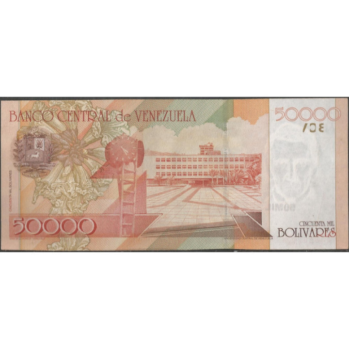 Venezuela 50.000 Bolivares 29 Sep 2005 A 8 Dig P87a reverso