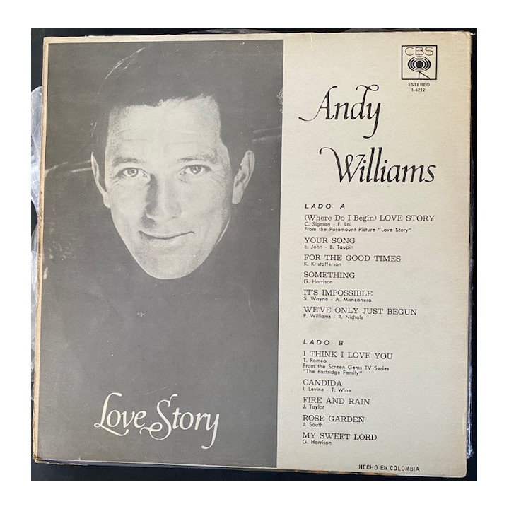 Andy Williams - Love Story - Colombia reverso