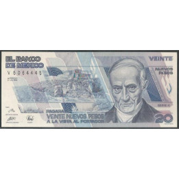 Mexico 20 Nuevos Pesos 31 Jul 1992 Serie k P96