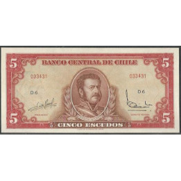 Chile 5 Escudos ND1964 Serie D P138