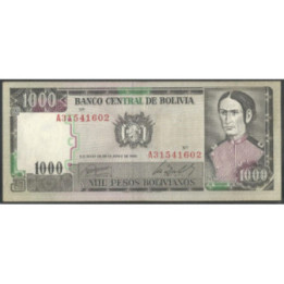 Bolivia 1.000 Pesos Bolivianos D 25 Jun 1982 Serie A P167a