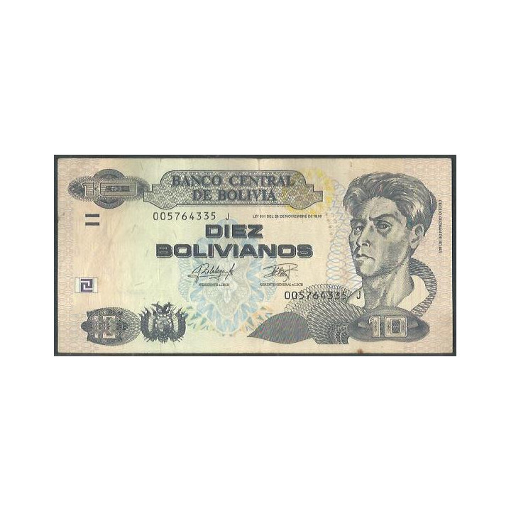 Bolivia 10 Bolivianos L 1986 ND2015 Serie J P243