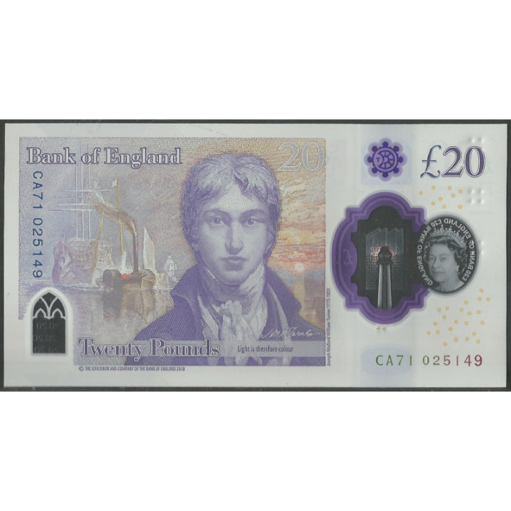 Inglaterra 20 Pounds 2018 P396 reverso