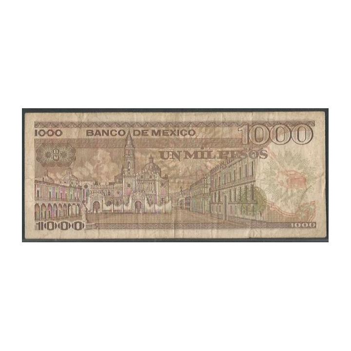 Mexico 1.000 Pesos 30 Oct 1984 Serie WS P81 reverso