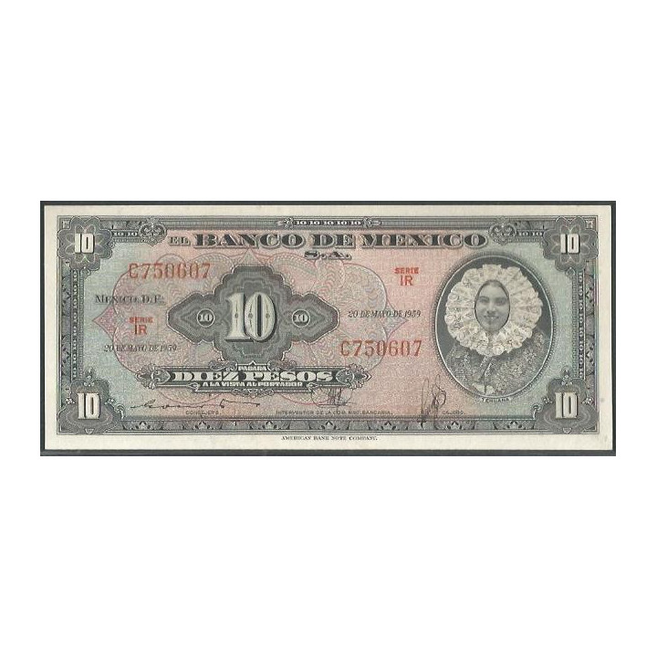 Mexico 10 Pesos 20 May 1959 Serie IR P58g