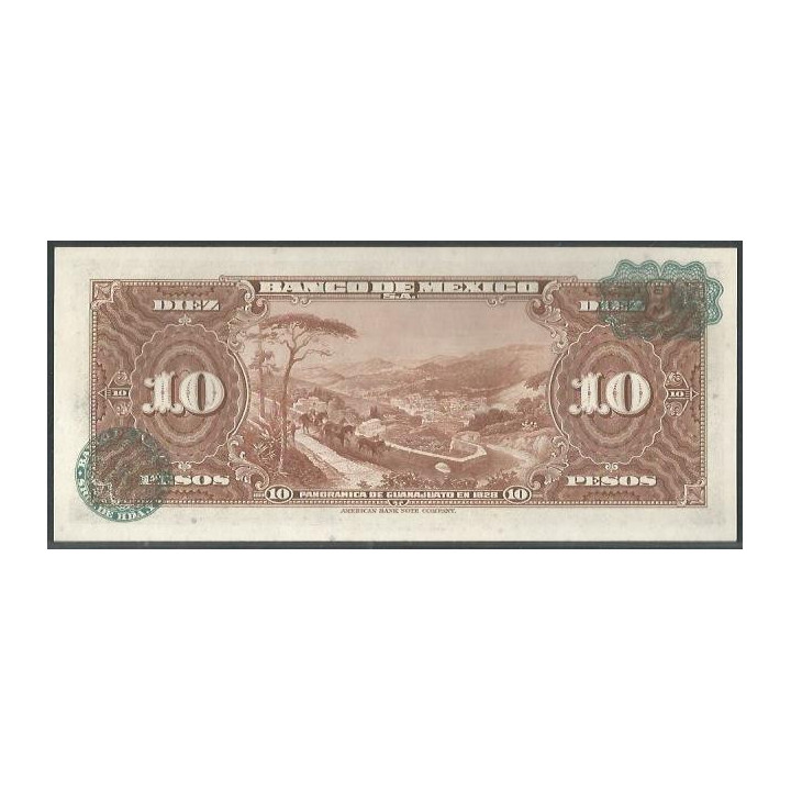 Mexico 10 Pesos 20 May 1959 Serie IR P58g reverso