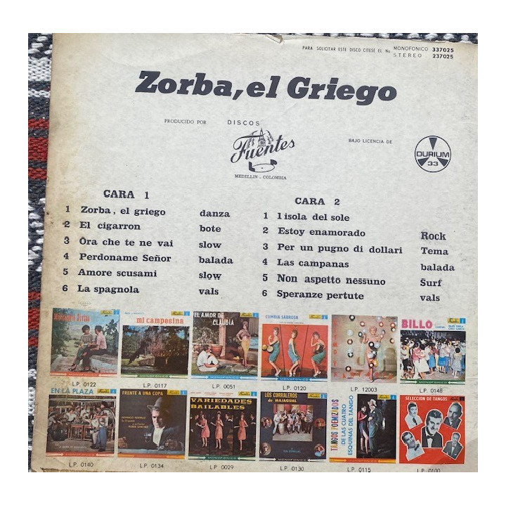 Zorba el Griego - Colombia reverso