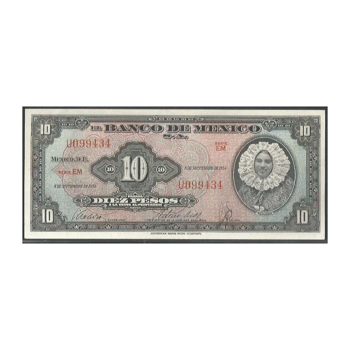 Mexico 10 Pesos 8 Sep 1954 Serie EM P58b